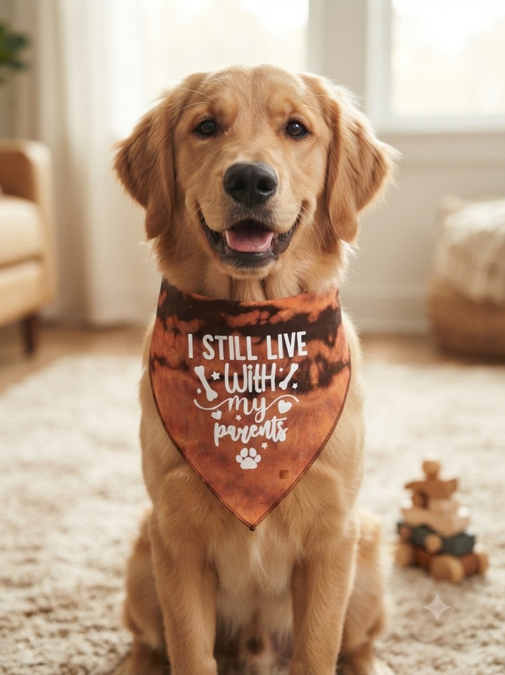 Mirage Pet Products Tie-Dye Orange Dog Bandana - I Still Live With My Parents